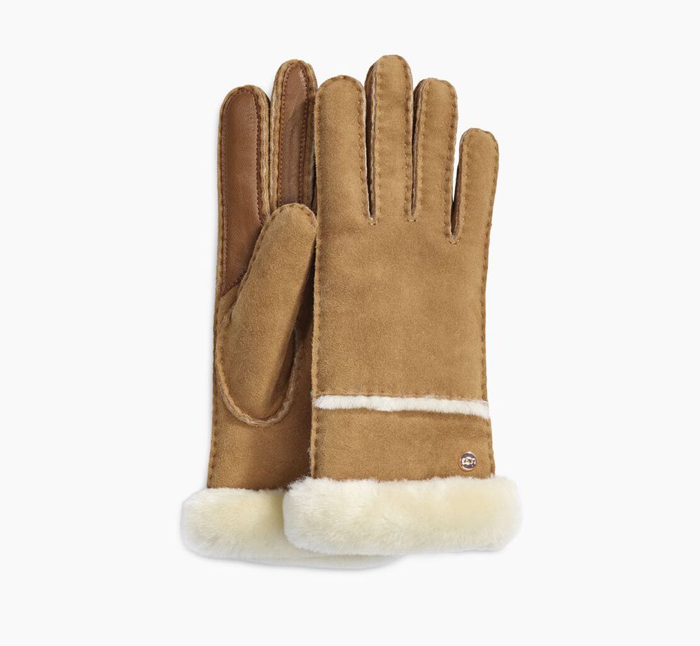 Ugg Glove Womens - Ugg Seamed Tech Brown - 914QXNJGY